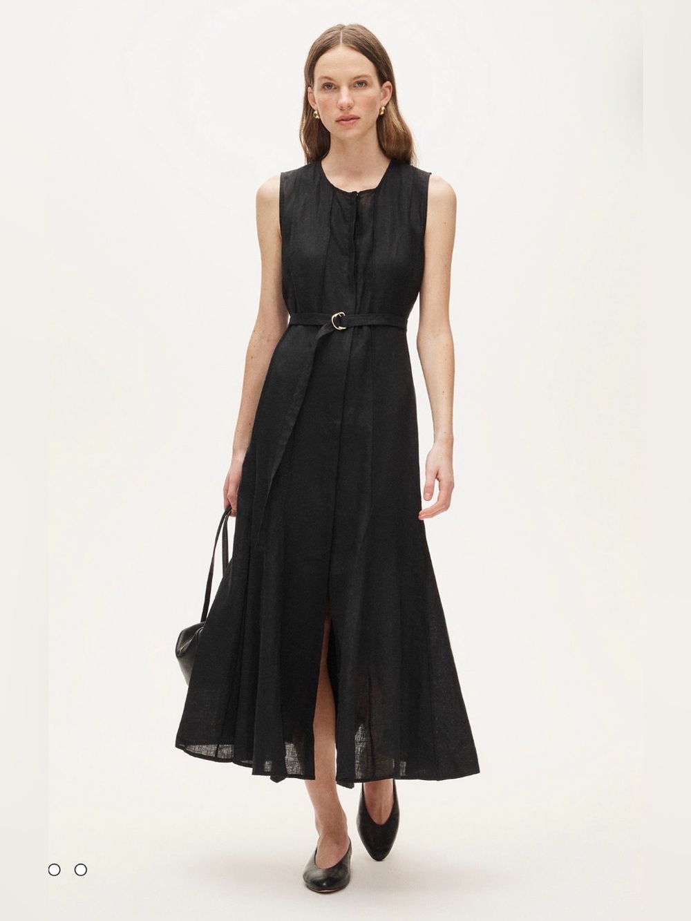 J.Crew Petite Seamed Linen Dress with Removable Belt Black L NWT